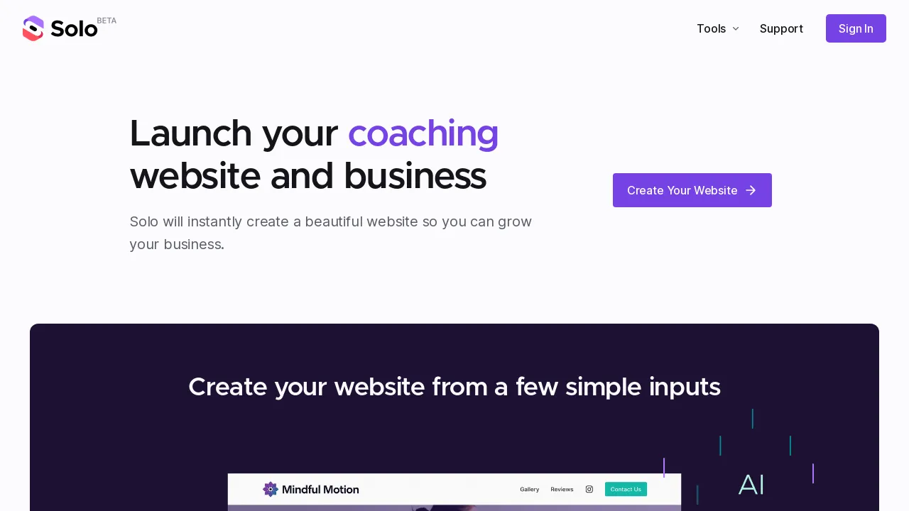 Solo ai website creator bestofai